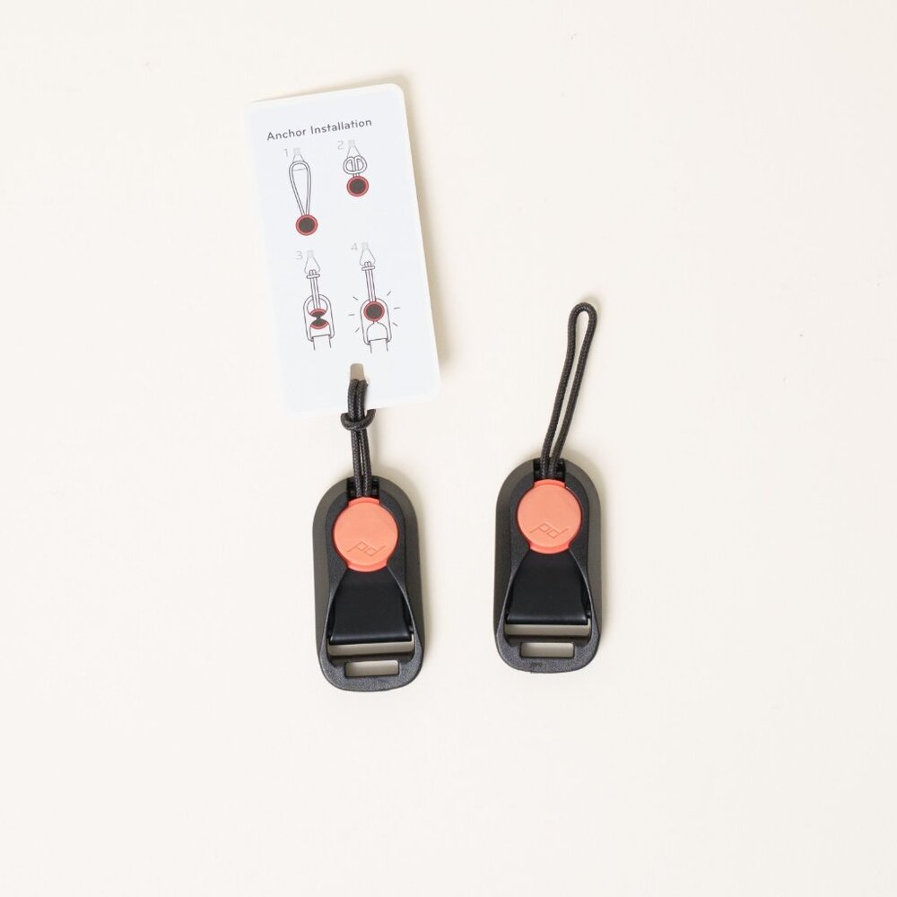 2x Peak Design Anchors Ibis Orange & 2x camera strap mounts for 3/4" wide strap